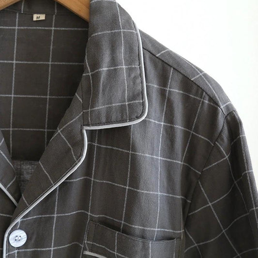 Single-line Plaid Pajamas For Men by GJG Denim