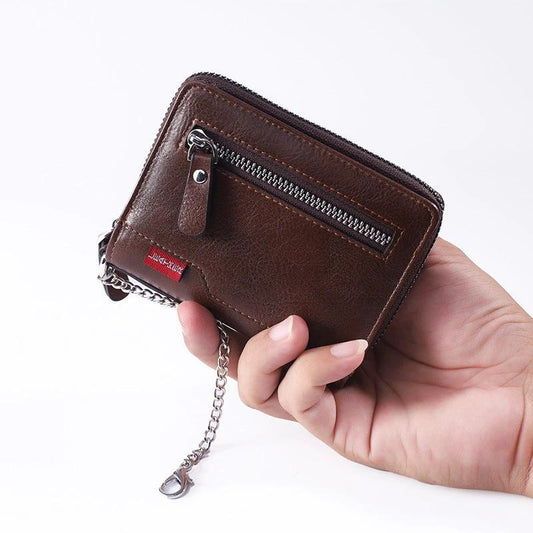 Multiple Card Slots Large Capacity Two-fold Zipper Cash And Card Wallet by GJG Denim