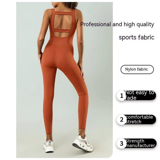 With Chest Pad One-piece Workout Clothes Back Tight Pilates by GJG Denim