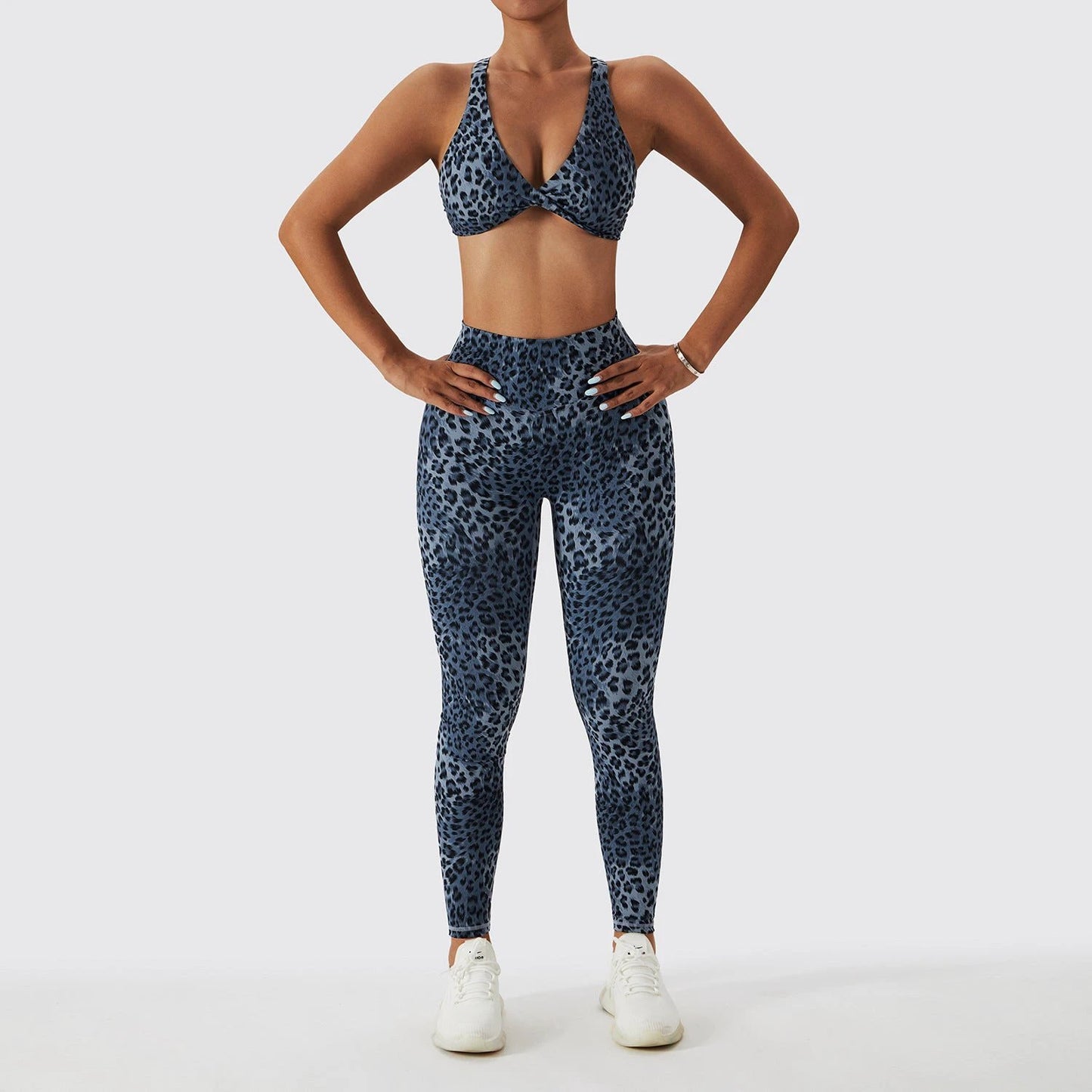 Leopard Print Nude Feel Yoga Clothes Beauty Back Skinny Peach Hip Raise High Waist Workout Clothes by GJG Denim