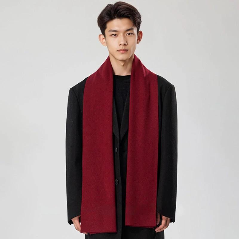 Solid-color Versatile Knitted Wool Scarf For Men by GJG Denim