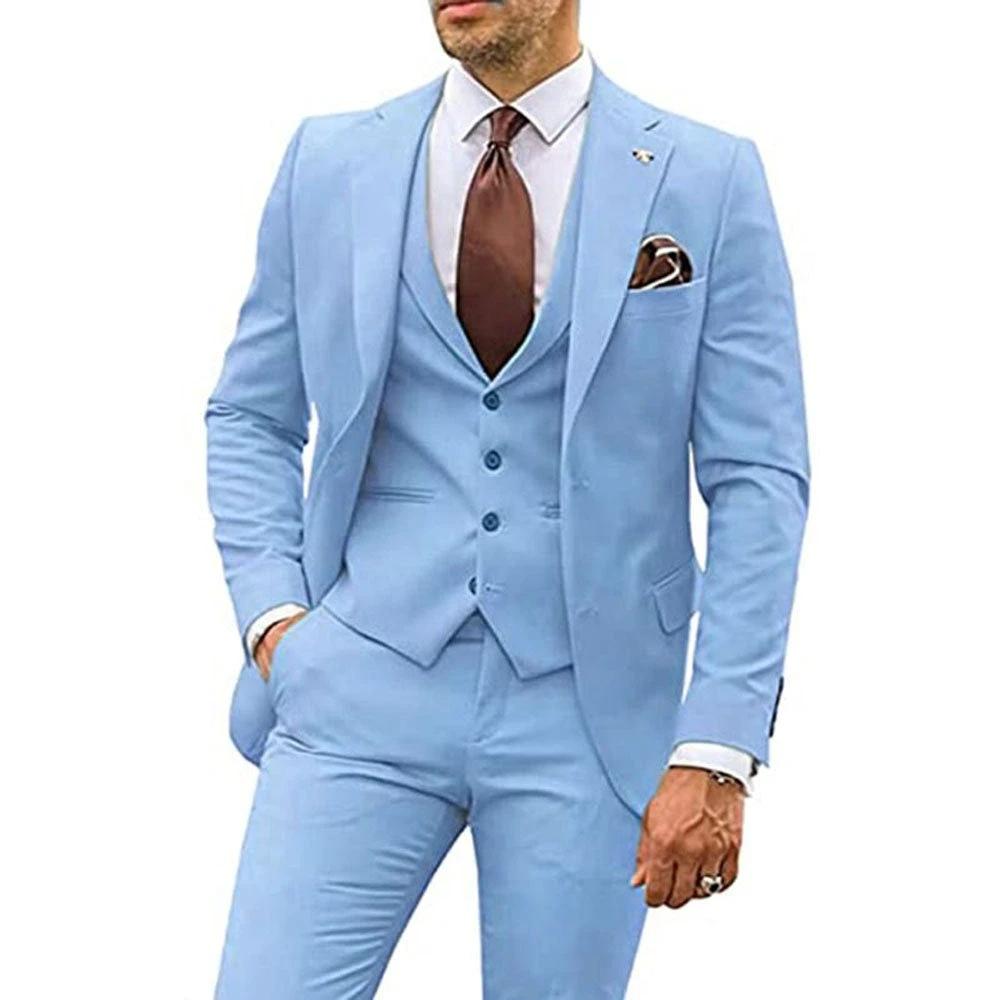 Men's Three-piece Slim-fit Dovetail Suit by GJG Denim