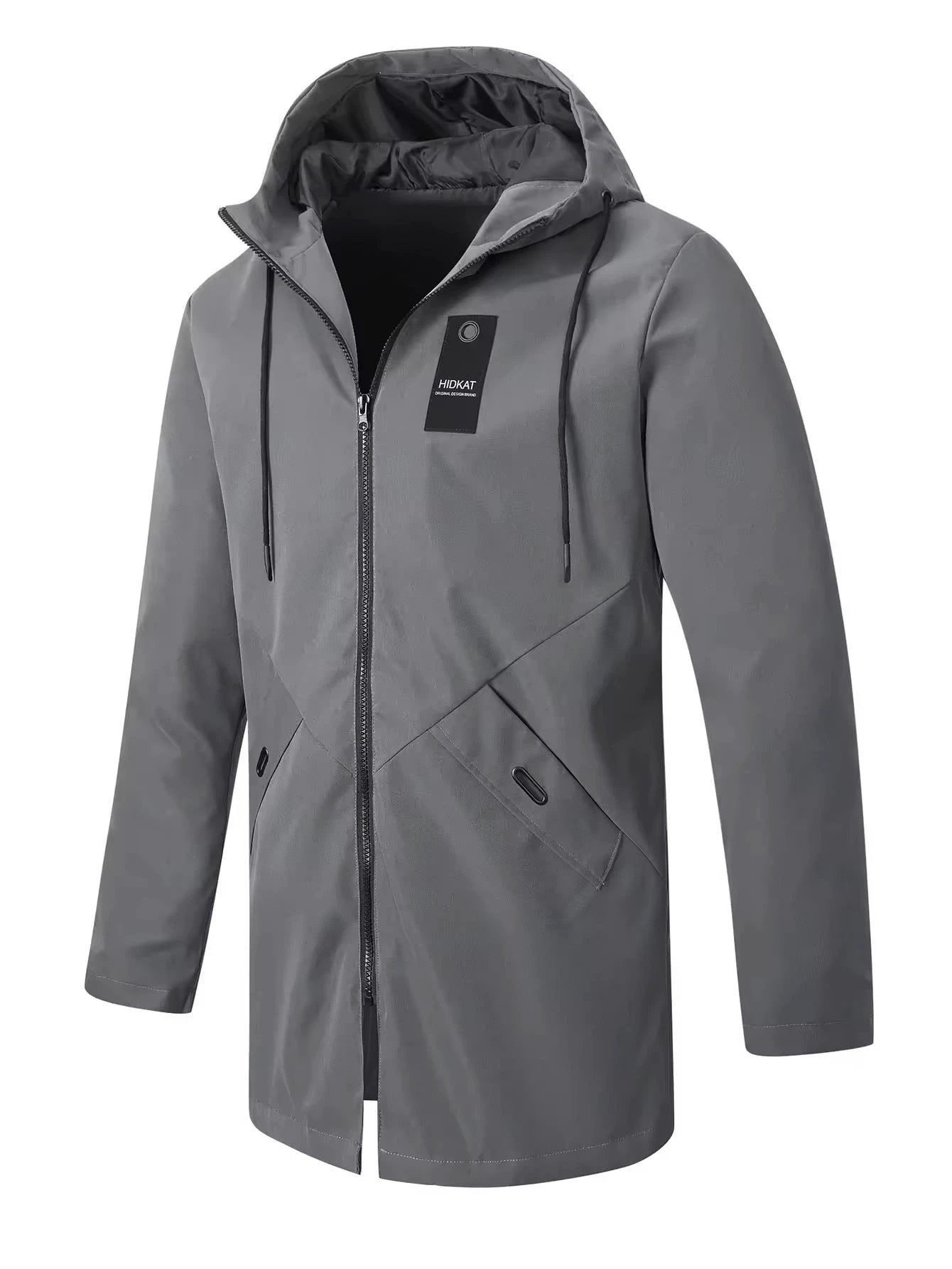 Mid-length Men's Hooded Casual Windproof Jacket by GJG Denim