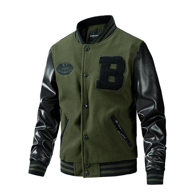 American Baseball Jacket Casual Embroidery Stitching by GJG Denim