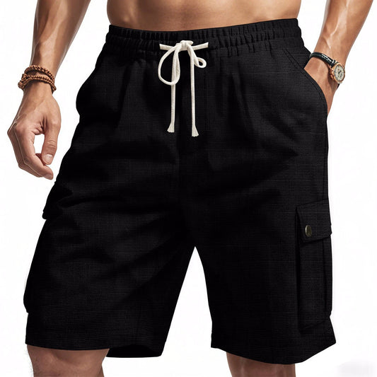 Cargo Bamboo Linen Beach Casual Shorts by GJG Denim