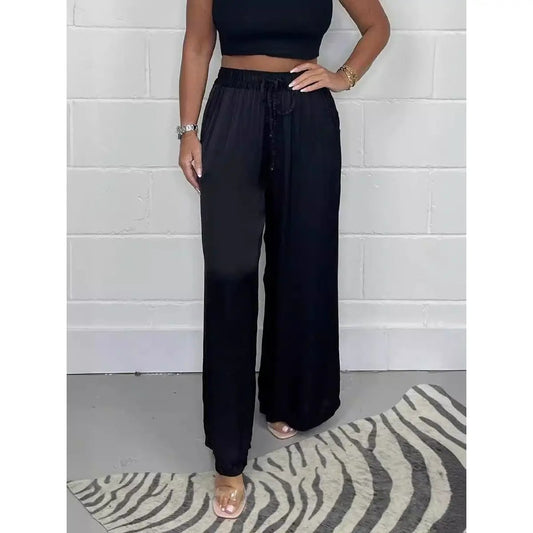 Women's Summer Fashion Matte Satin Casual Pants by GJG Denim