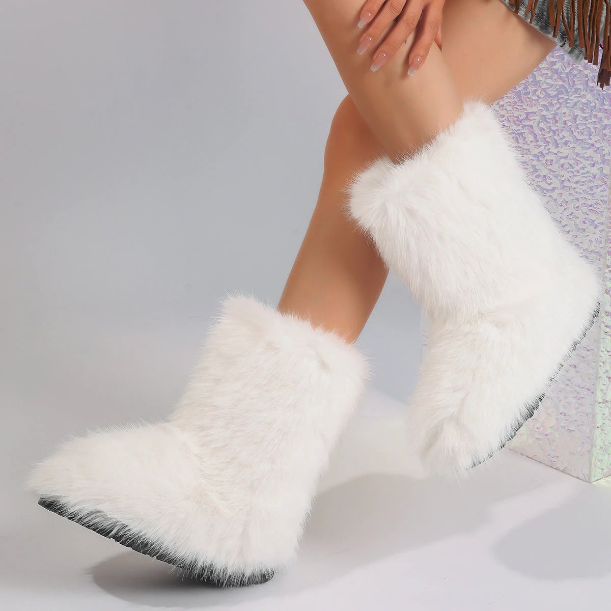 Snow Boots Middle Boots Furry Boots by GJG Denim