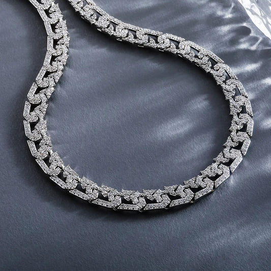 10mm Full Diamond-like Cuban Link Chain Necklace For Men by GJG Denim