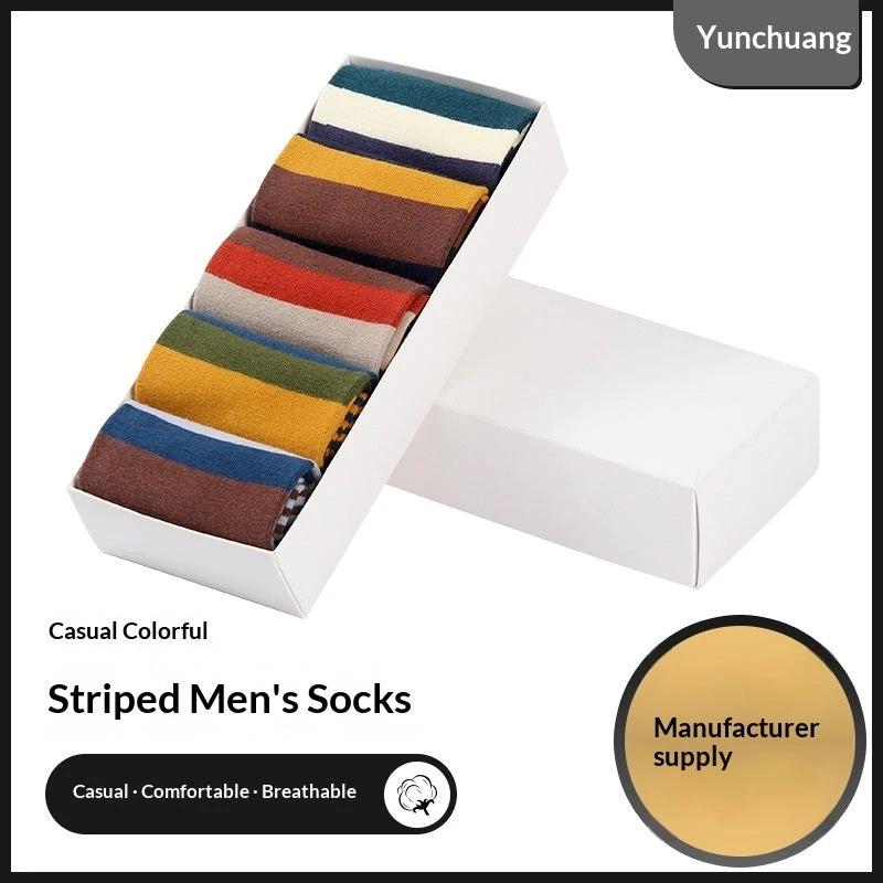 Men's Cotton Colorful Stripes Socks by GJG Denim