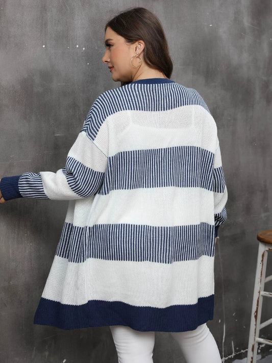 Plus Size Open Front Long Sleeve Cardigan by Lady Ros