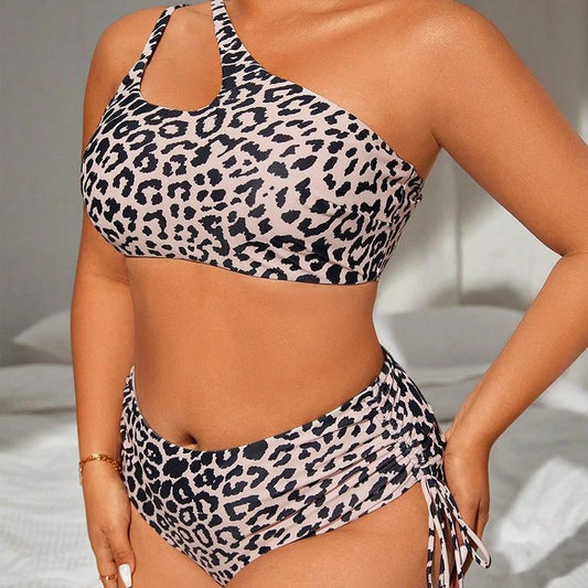 Swimsuit Leopard Print Fashion Plus Size Bikini Swimsuit by GJG Denim