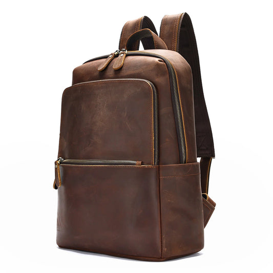 Men's Large Capacity Leather Backpack by GJG Denim