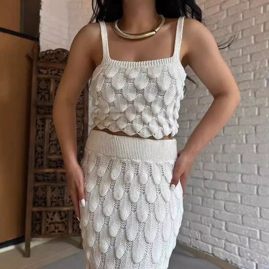 Sling Scale Skirt Suit Sexy Navel Skirt Two-piece Set by GJG Denim