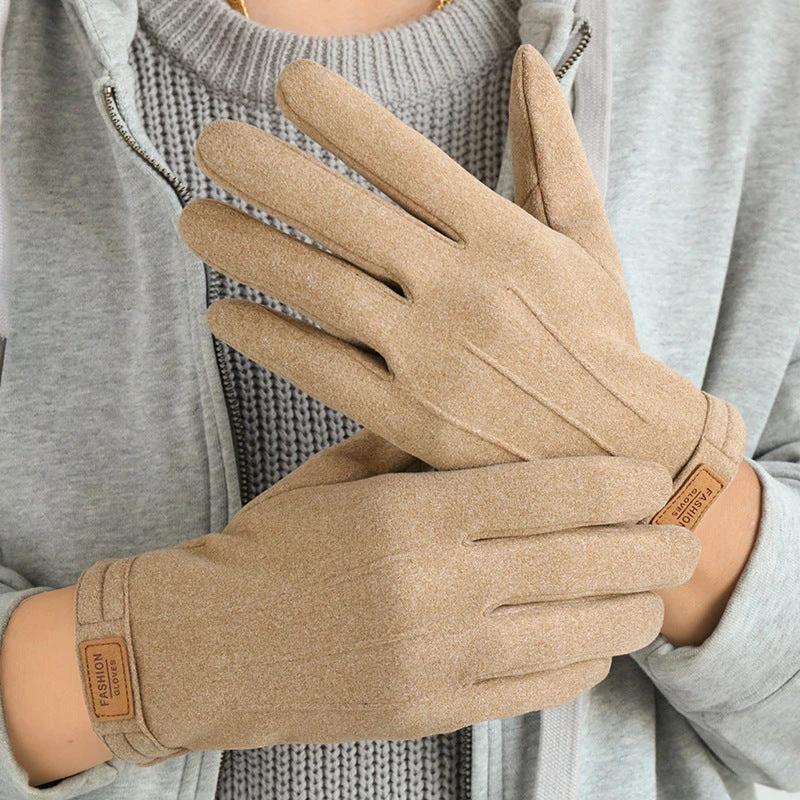 Men's Winter Fleece-lined Warm Wind-proof And Cold Protection Touch Screen Cycling Gloves by GJG Denim