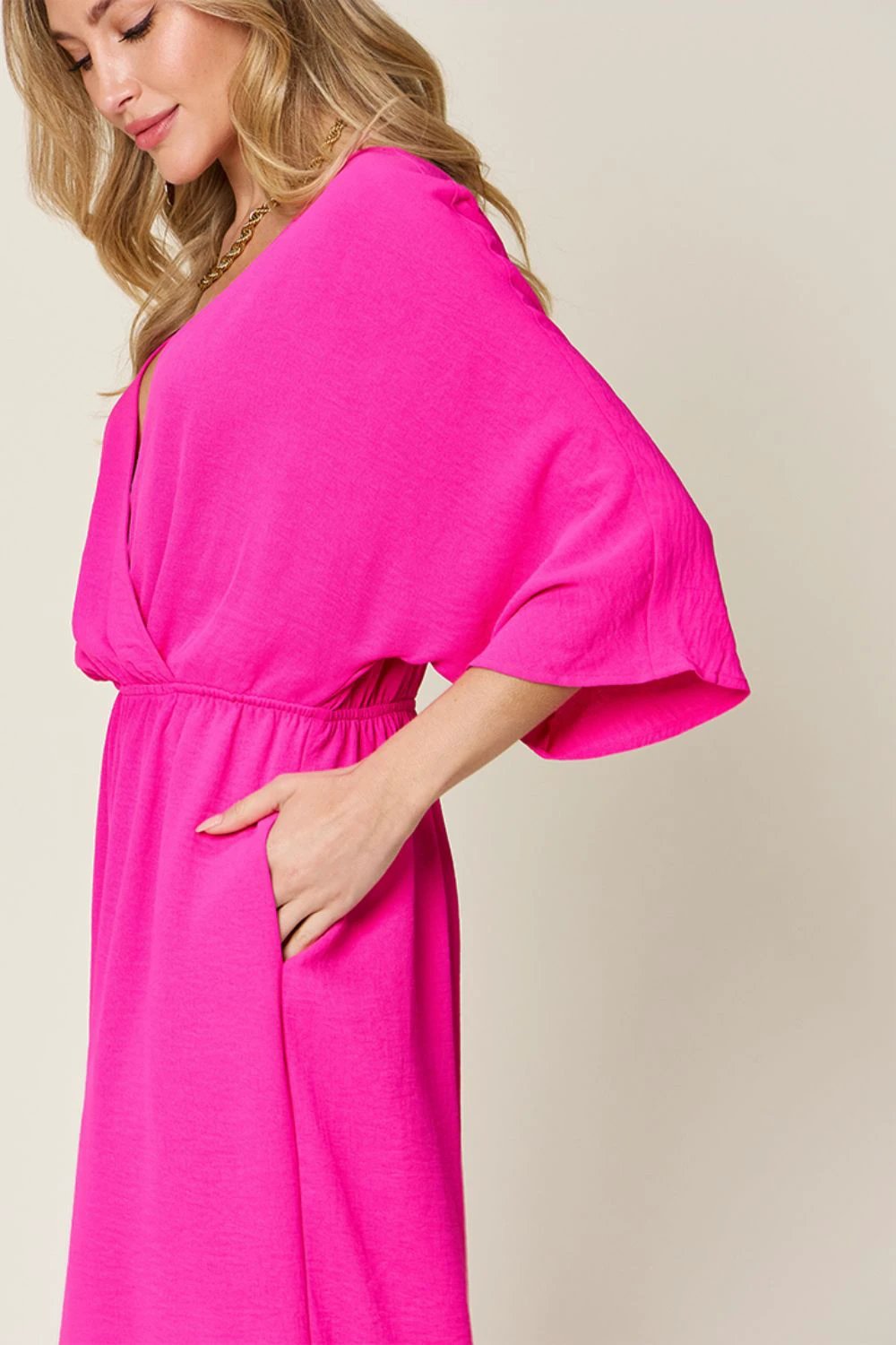 Tie-Waist Jumpsuit with Wide Legs and Short Sleeves by Lady Ros