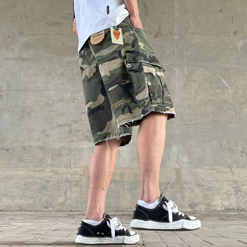 Men's Retro Loose Straight-fit Camouflage Pants by GJG Denim