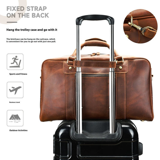 Retro Short-distance Travel Bag Genuine Leather Men by Social Buzz eSIMs