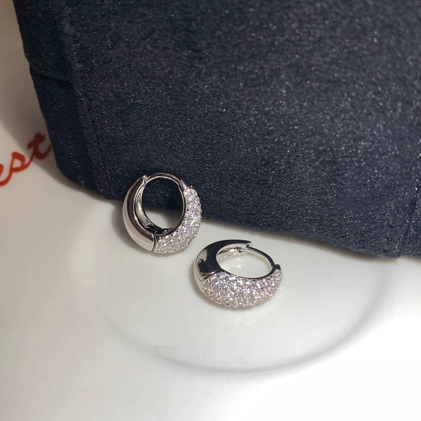 Women's Fashion Personalized Zircon Hoop Earrings by GJG Denim