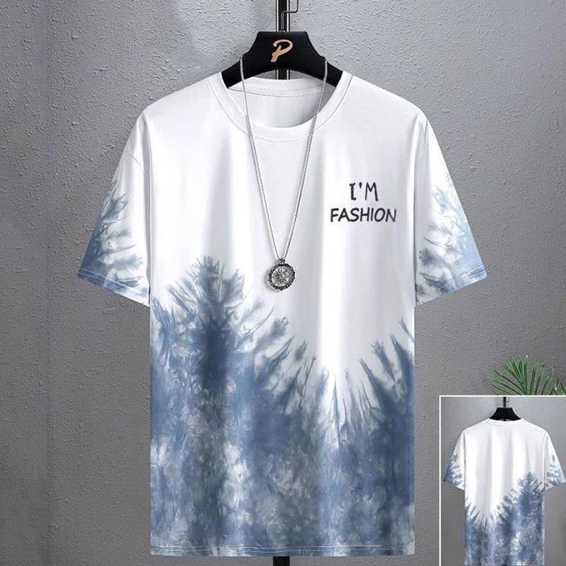 Gradient Half-length Sleeve Versatile Casual T-shirt For Men by GJG Denim