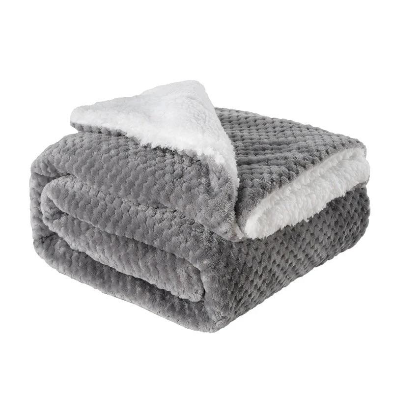 Thickened Flannel Lamb Wool Composite Double Leisure Blanket by GJG Denim