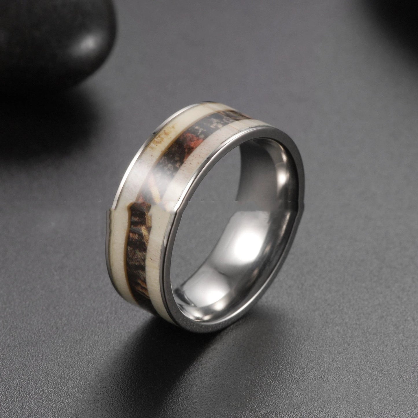 Outdoor Style Pure Titanium Inlaid Ring For Men by GJG Denim