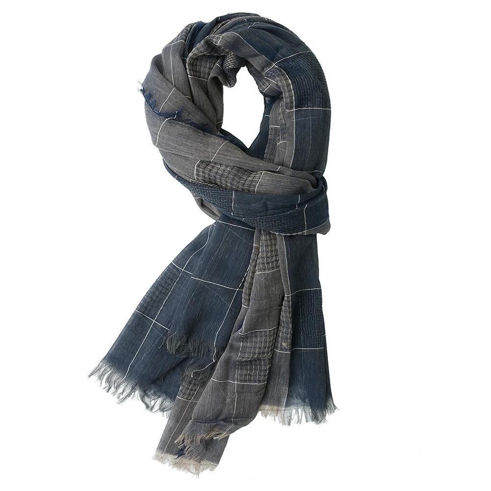Men's Winter Dual-color Patchwork Plaid Tassel Large Size Scarf by GJG Denim
