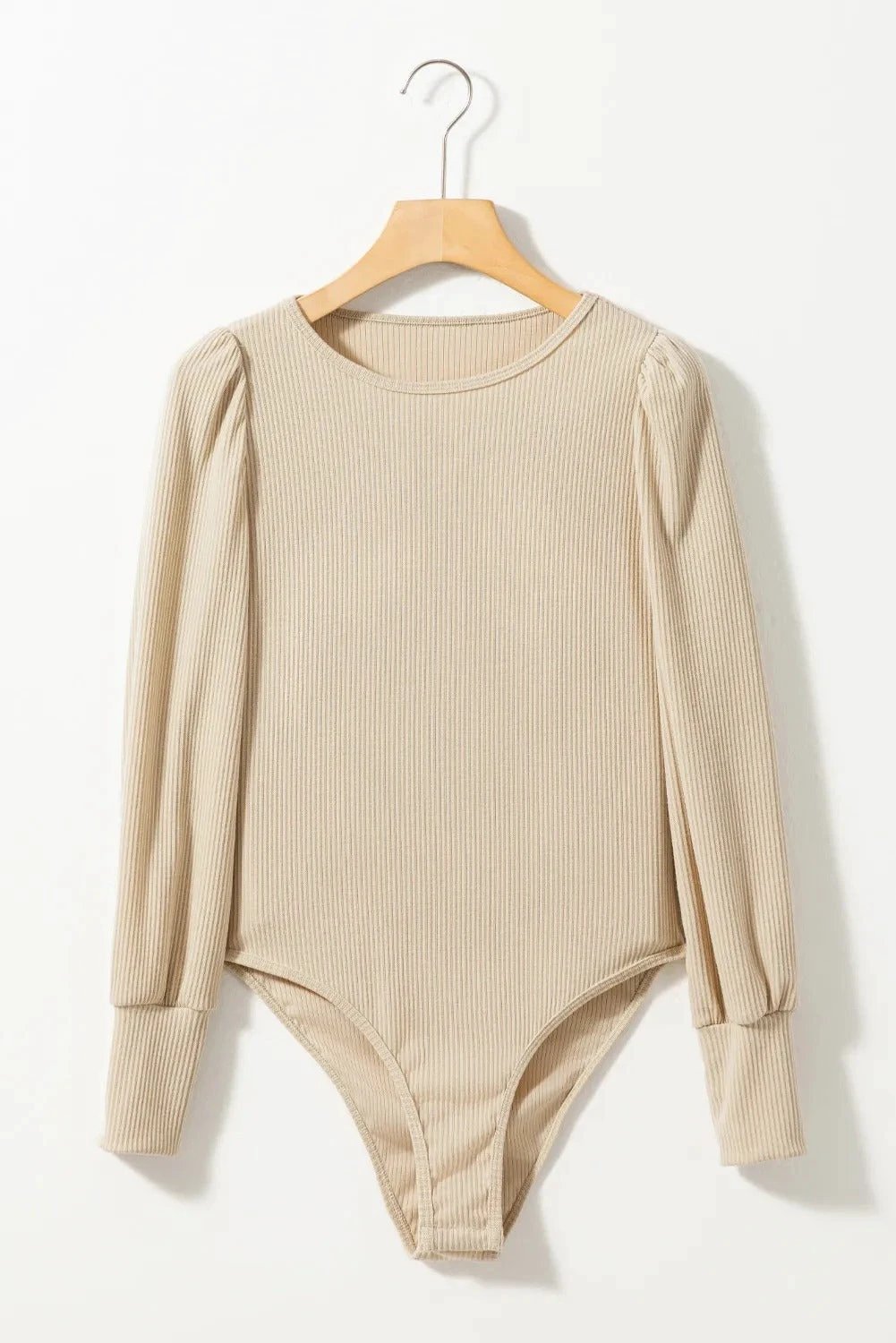 Apricot Ribbed Balloon Sleeve Bodysuit by GJG Denim