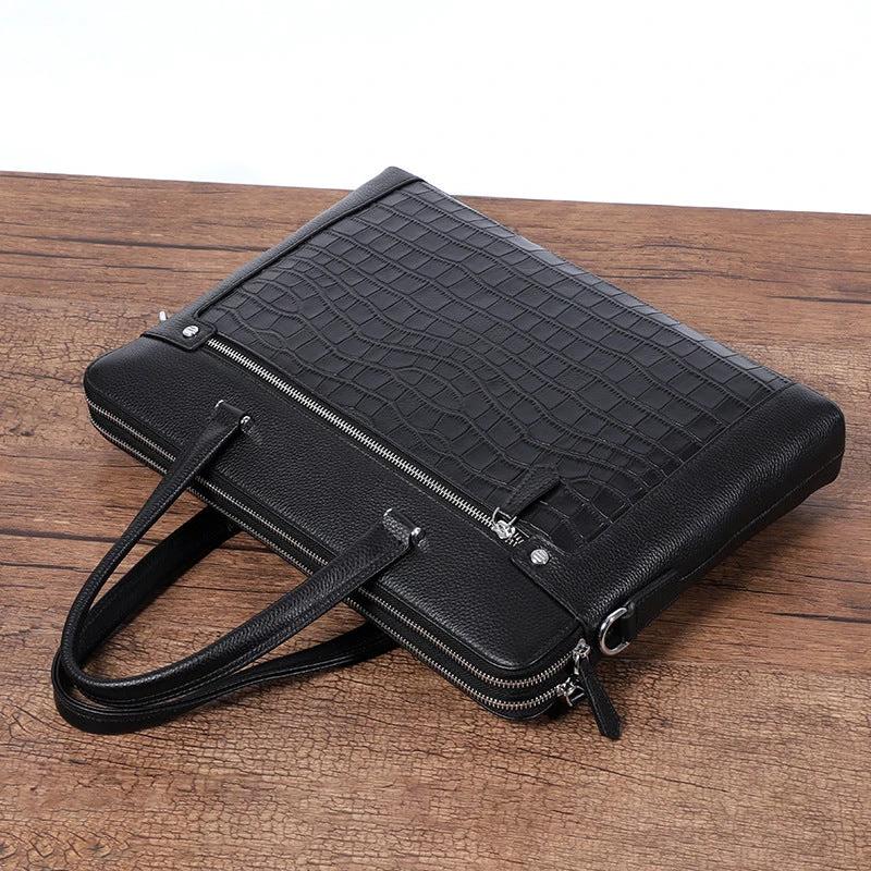 Double Zipper Compartment Briefcase For Men by GJG Denim