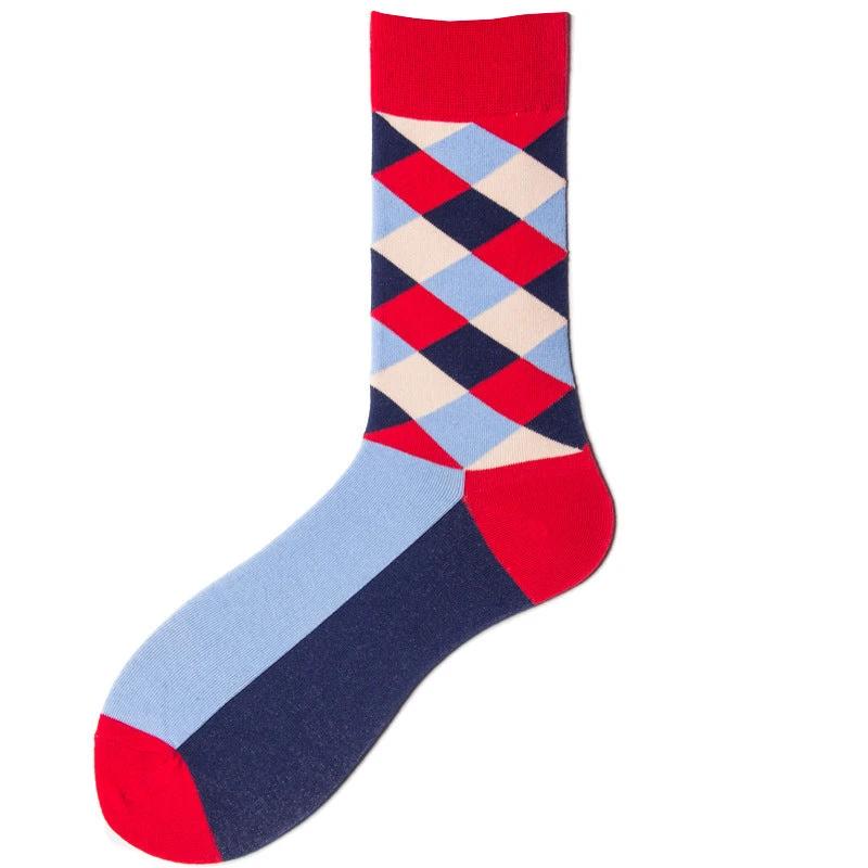 Men's Colorful Diamond-shaped Tube Socks by GJG Denim