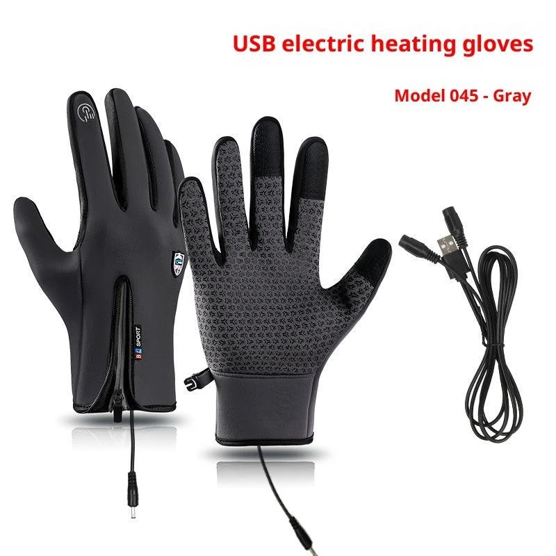 USB Heating Men's Winter Windproof Waterproof Cycling Gloves by GJG Denim