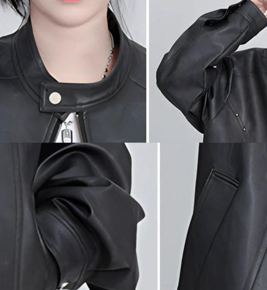 Spring And Autumn American Pu Shuai Street Rivet Retro Distressed Leather Jacket by GJG Denim