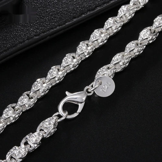 Simple Round Silver Plated Necklace For Men by GJG Denim