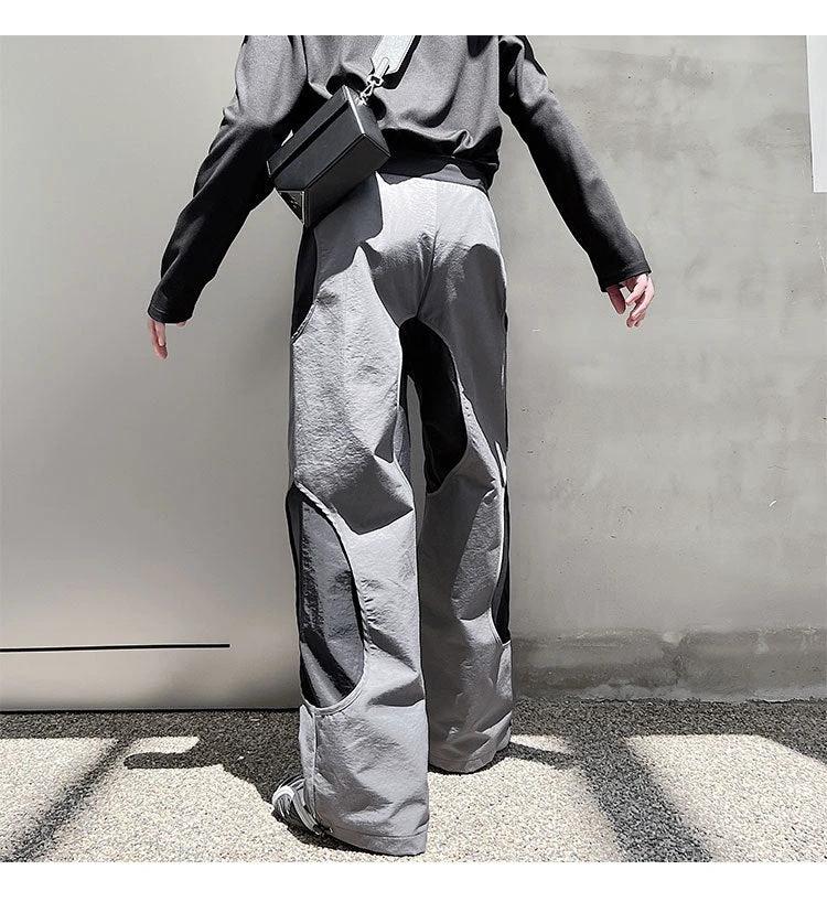 Design Sense Hollow Hole Patch Casual Pants Men by GJG Denim