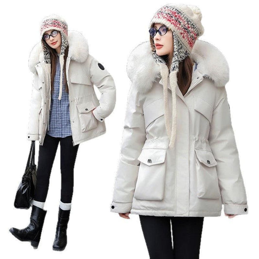 Women's Thickened Fleece-lined Quilted Jacket Cotton Clothes by GJG Denim
