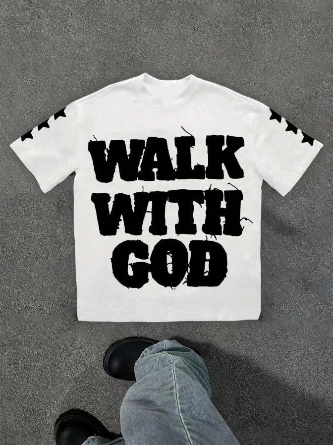 Personality Street Hip Hop Style Letter Pattern T-shirt Retro by GJG Denim