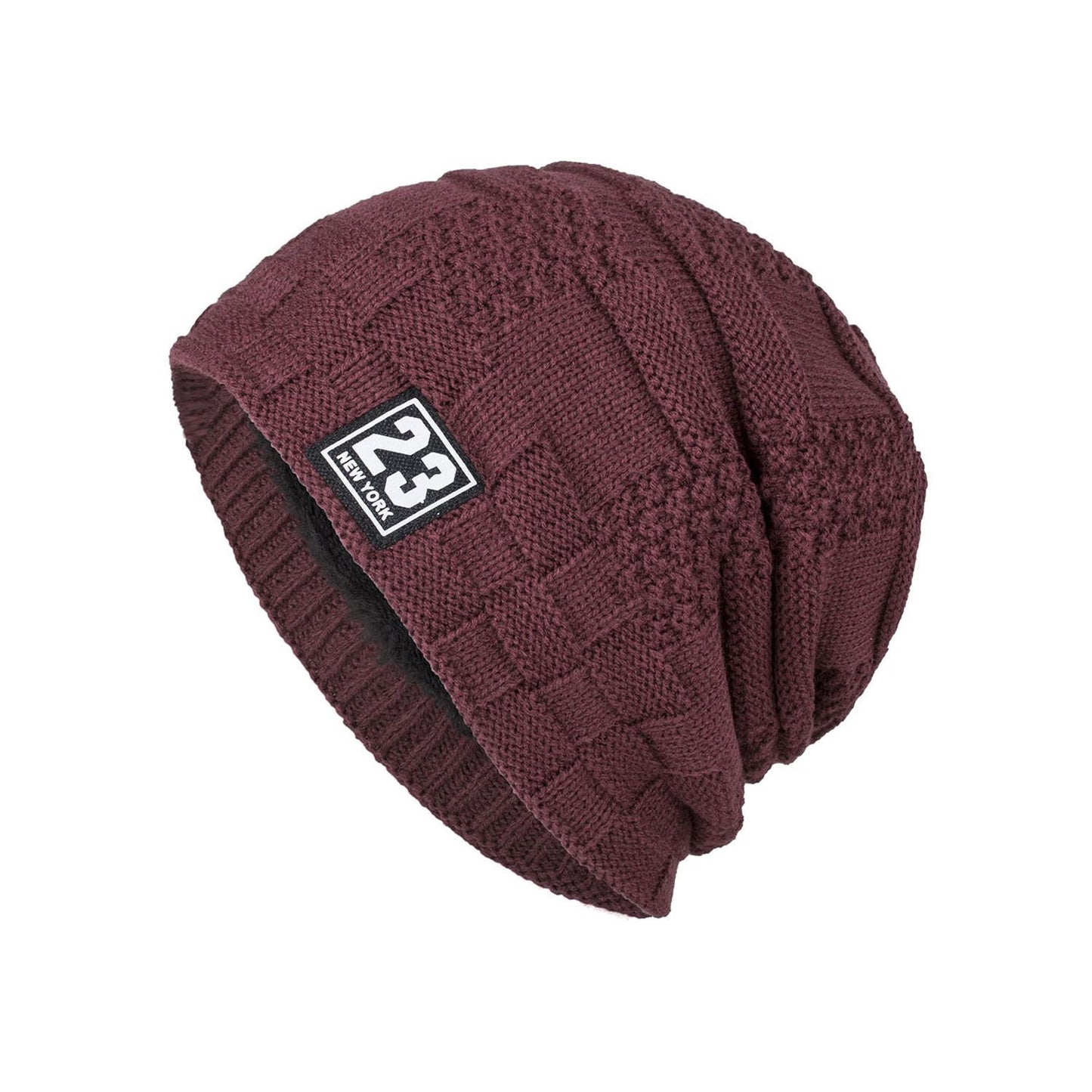 Men's Warm Thickened Fleece Pullover Knitted Woolen Beanie by GJG Denim