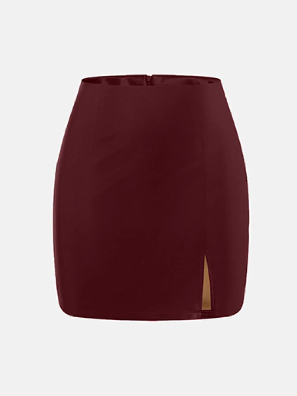 Slit Mini Skirt with Zipper by Lady Ros