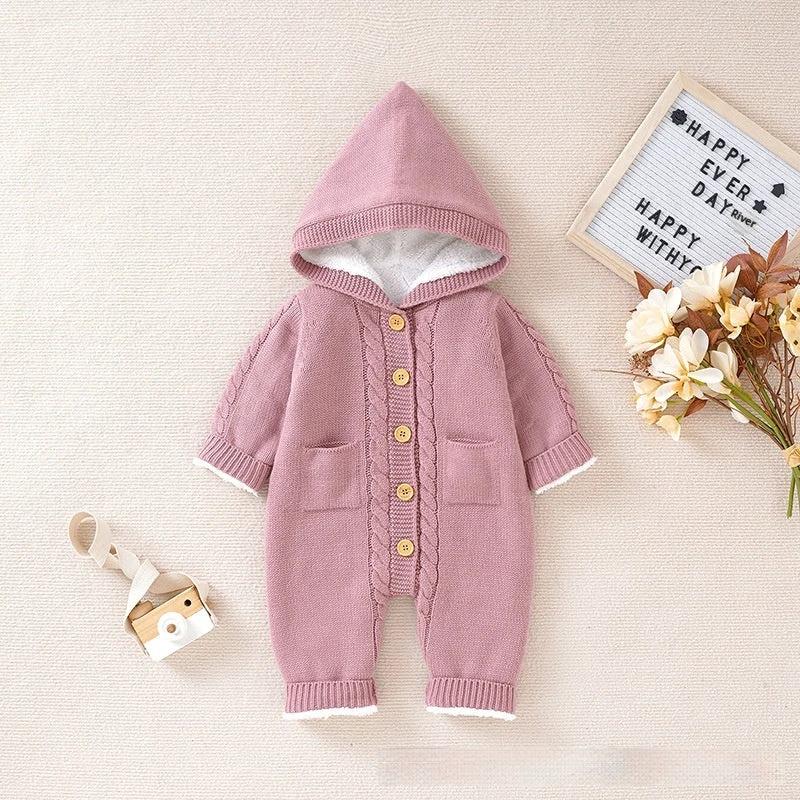 Baby Winter Thickened Knitting Jumpsuit Romper by GJG Denim