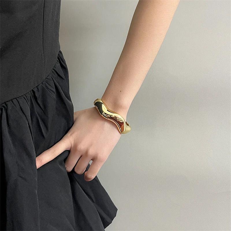 Branch Wide-brimmed Bracelet Irregular With Personality Spring Open Alloy by GJG Denim
