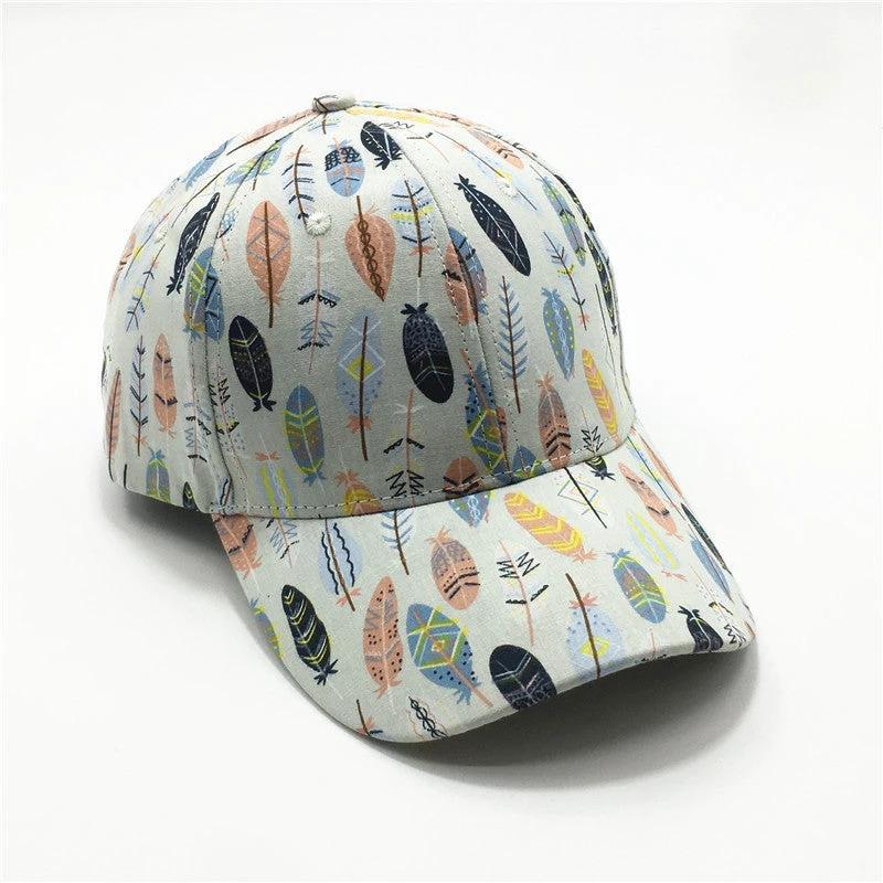 Women's Fashion Leaf Print Baseball Cap by GJG Denim