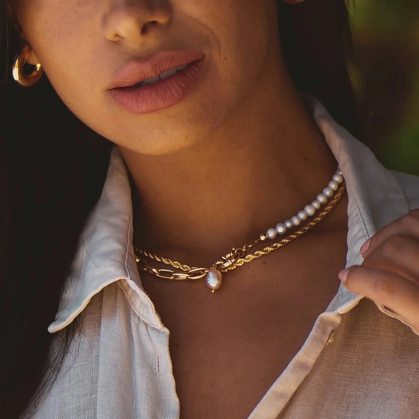 Garnet Pearl Necklace by Views & Co