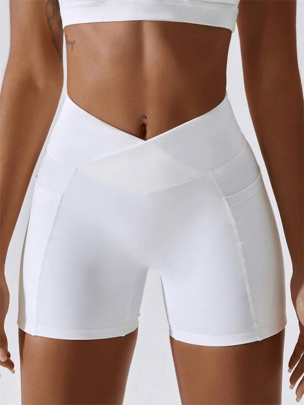 Women's Hip Pocket Crossover Waist Leggings Sports Shorts by Lady Ros