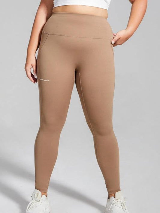 Women's Plus Size Running Sweatpants High Waist Hip Lift Alphabet Quick Dry Yoga Pants by Lady Ros