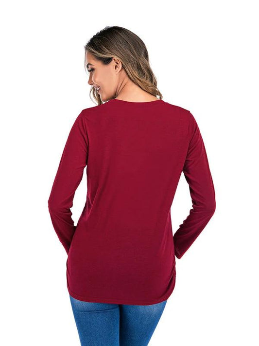 Women's Round Neck Small Feet Print Maternity Top by Lady Ros