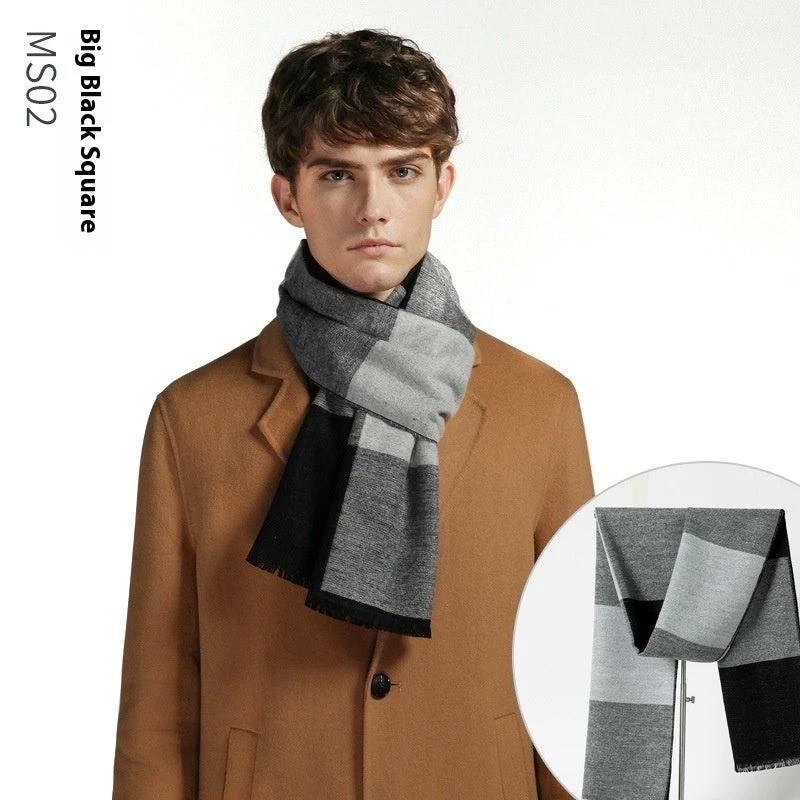 Simple Plaid Warm Keeping Artificial Cashmere Scarf by GJG Denim