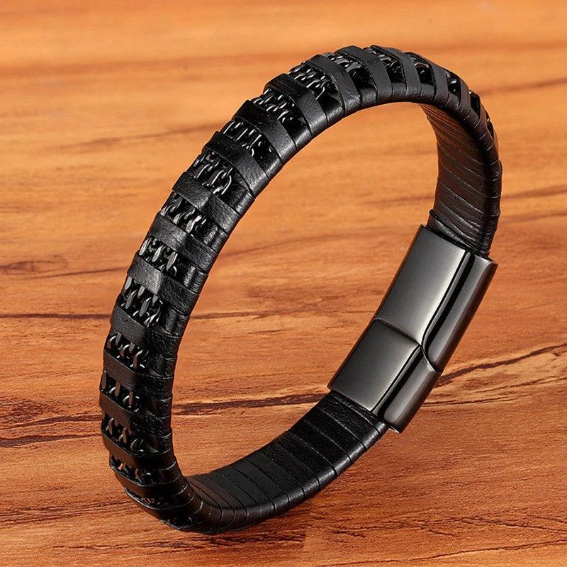 Men's Stainless Steel Multi-leather Rope Bracelets by GJG Denim