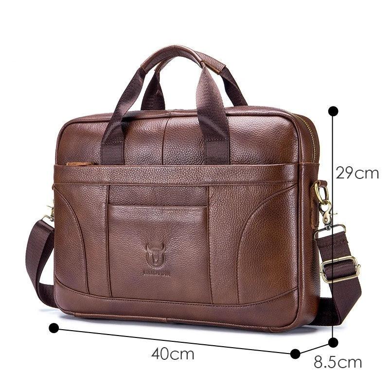 Full-grain Leather Large-capacity Men's Briefcase by GJG Denim