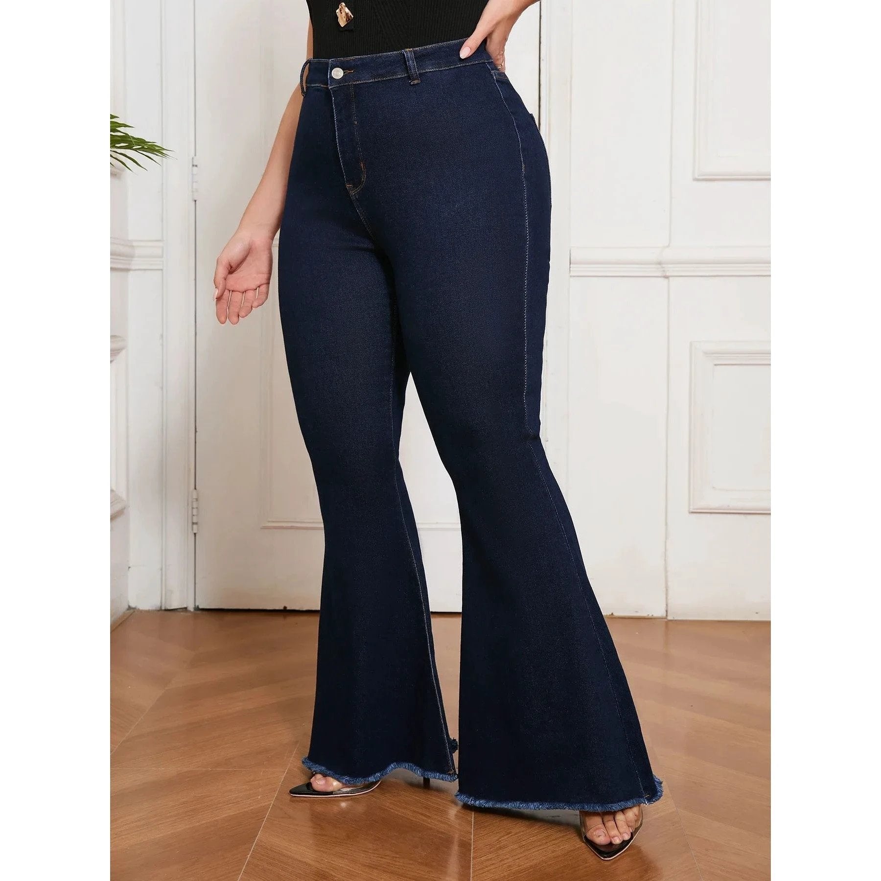 Curvy Fit High Waisted Flared Jeans For Women Plus Size Sret by GJG Denim