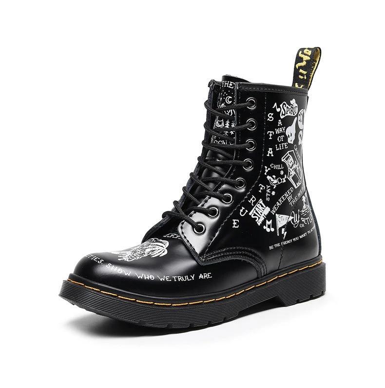 Men's Hard Leather Graffiti Boots by GJG Denim