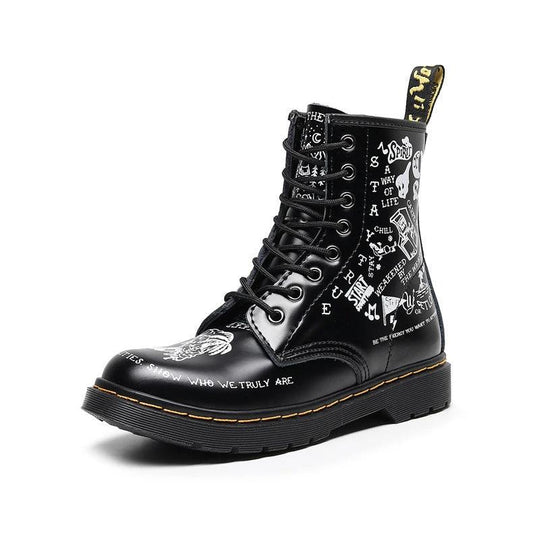 Men's Hard Leather Graffiti Boots by GJG Denim